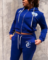 "BLUEBERRY" Women's Cropped Zip-Up Hoodie