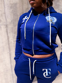 "BLUEBERRY" Women's Cropped Zip-Up Hoodie