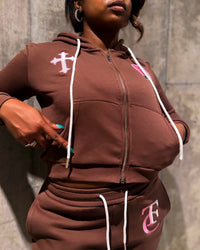 "COCOA BERRY" Women's Zip-Up Hoodie