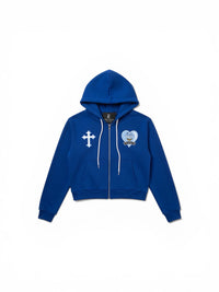 "BLUEBERRY" Women's Cropped Zip-Up Hoodie