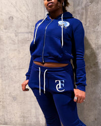 "BLUEBERRY" Women's Cropped Zip-Up Hoodie